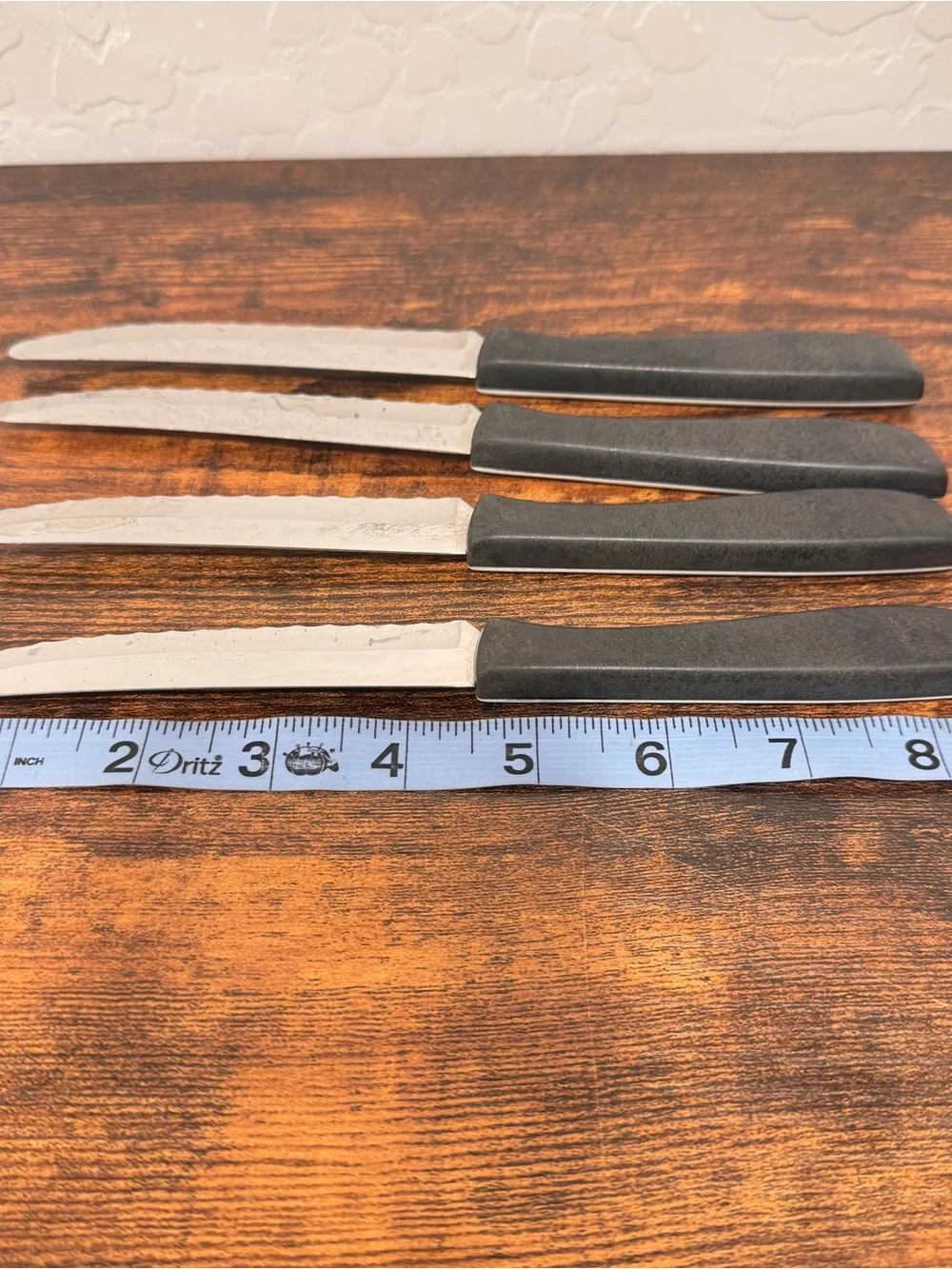 Vtg Ekco Vanadium Dutch Tulip Knife Set Of 4 White Stainless USA Rare